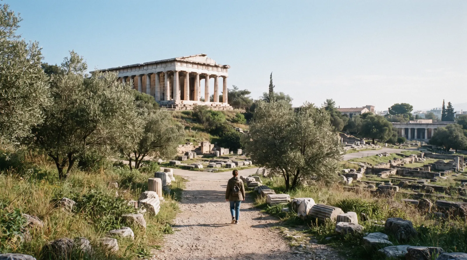 The Temple of Hephaestus above the Ancient Agora in morning light, Athens in 2 days, Greece