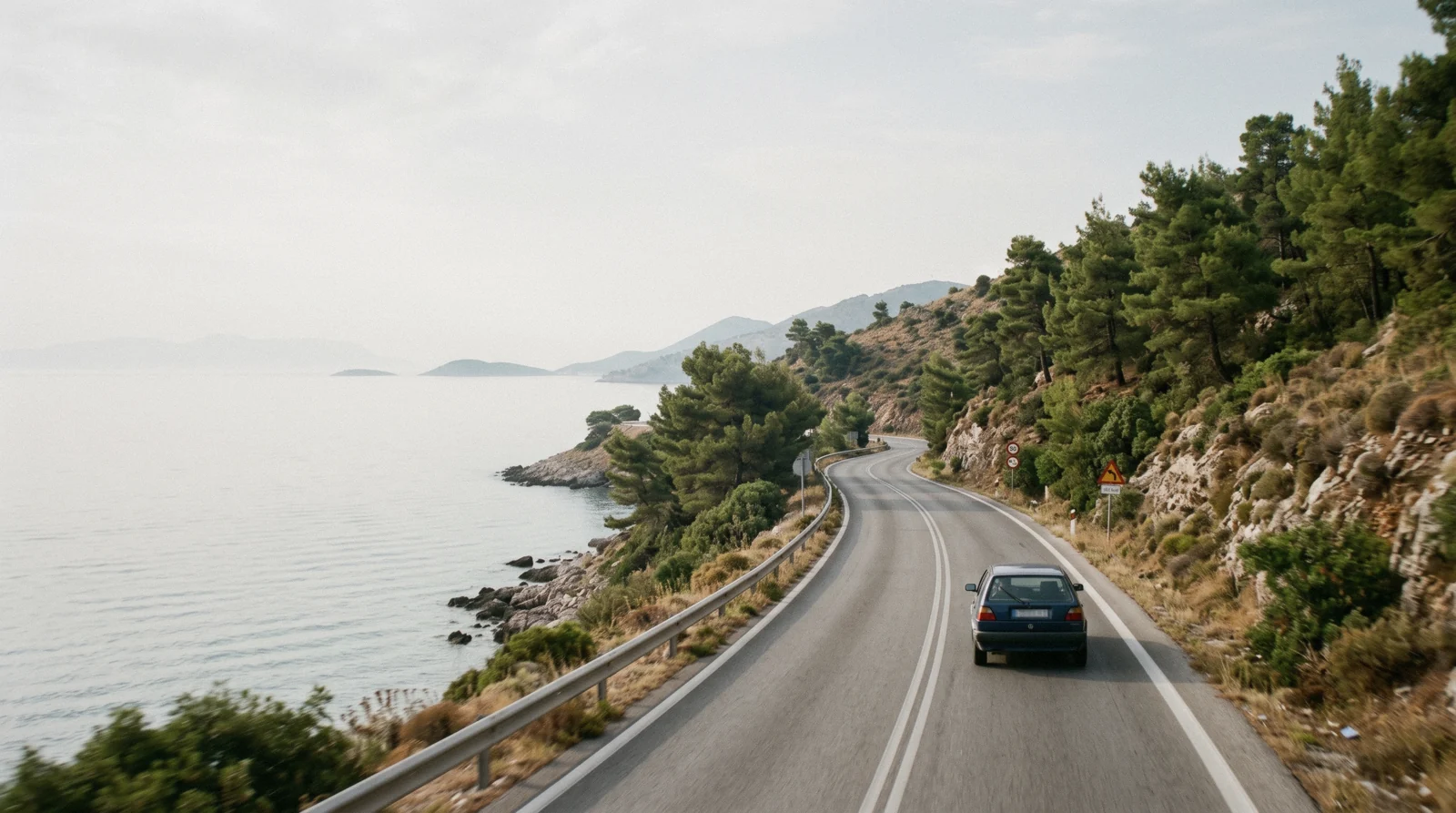 The coast road south of Athens in the early morning, day trips from Athens, Greece