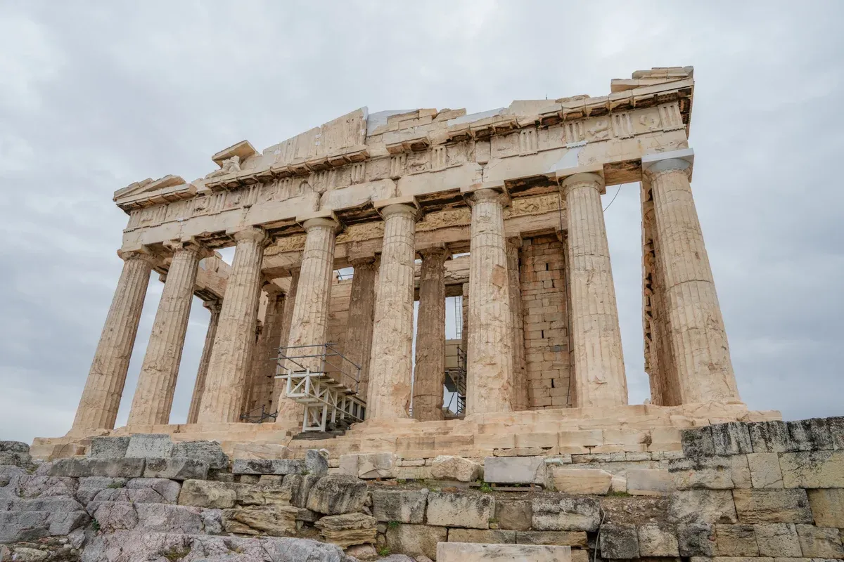 The ruined Parthenon on the Acropolis, wrecked by the explosion of 1687, Athens, Greece